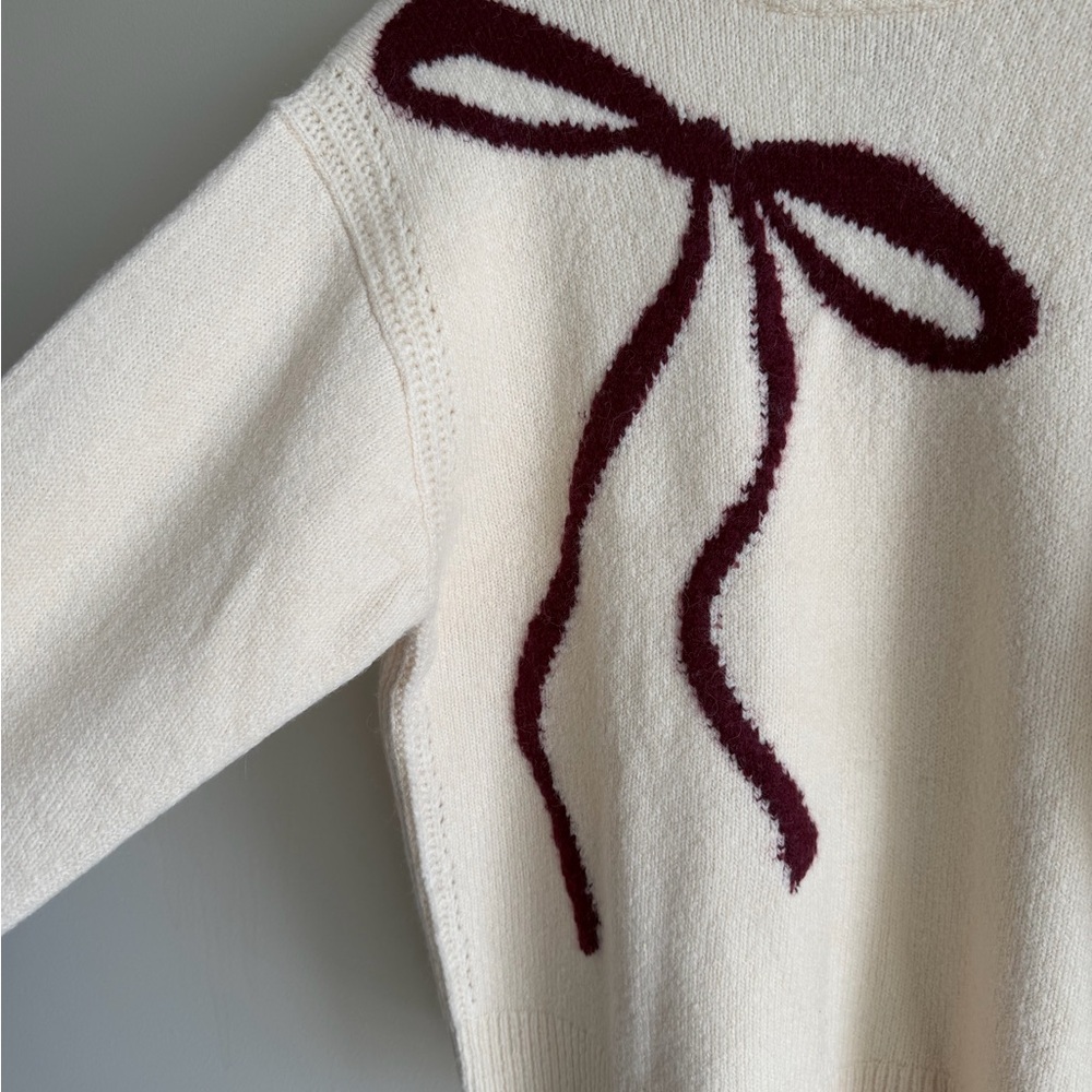 J. Crew Relaxed Crewneck Pullover Sweater Bow Print Wool Alpaca Oversized Sz M - Picture 10 of 13
